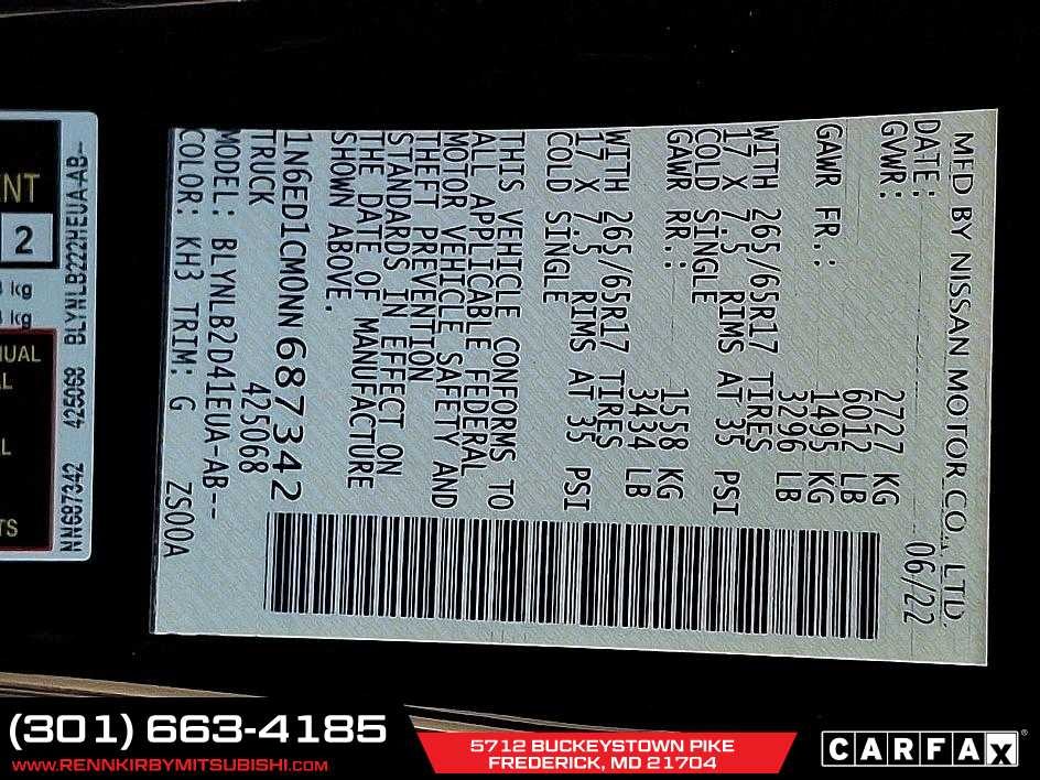 2022 Nissan Frontier SV